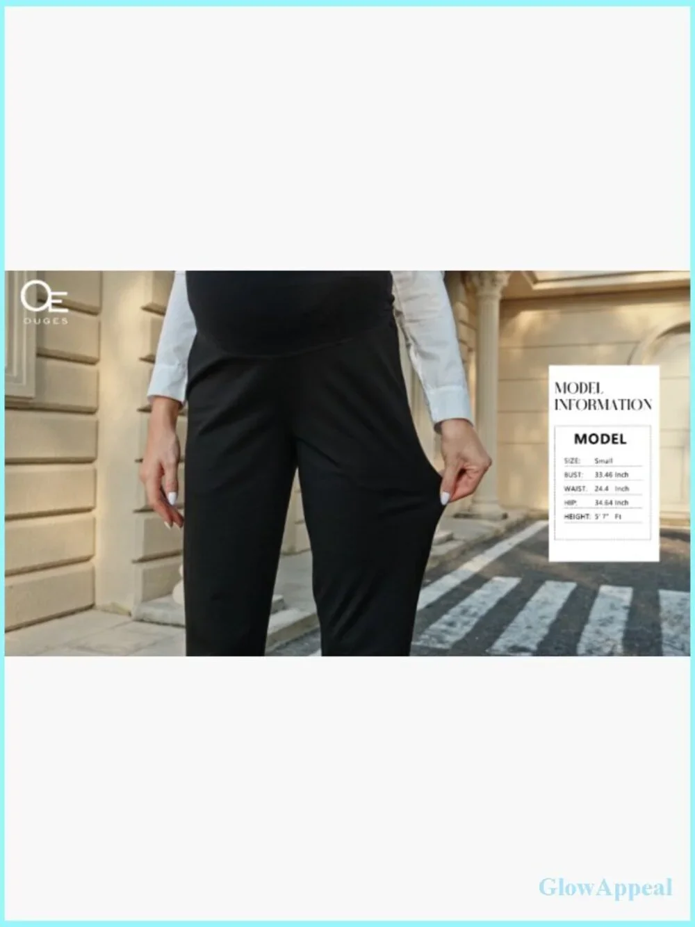 Maternity Work Pants Stretchy Over Belly Straight Leg Ankle Office Trousers